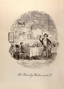 "A barátságos pincér és én", Charles Dickens (1812-70) "David Copperfield" című művéből. alkotó: Hablot Knight Browne